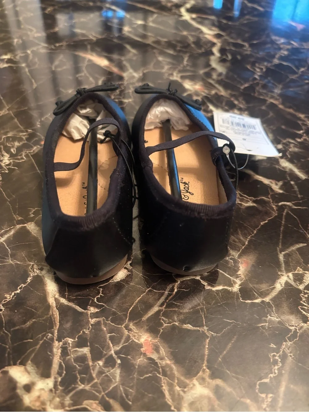 Cat & Jack Black Girls' Mary Jane Flats with Bow Accent